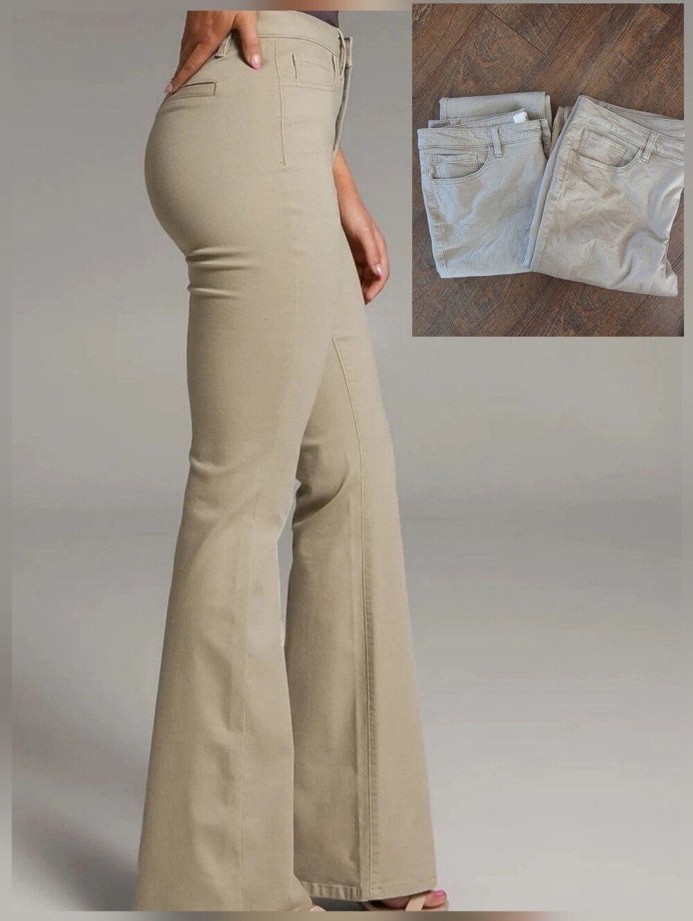 Lot Of 2 BKE Parker Flare Stretch Pant Tall Khaki High-Rise Trouser Jeans 36x34